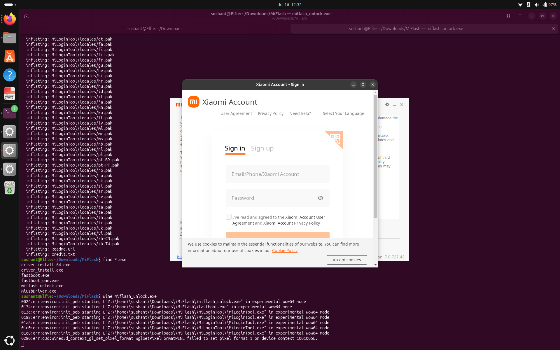 Wine Running Unlock tool